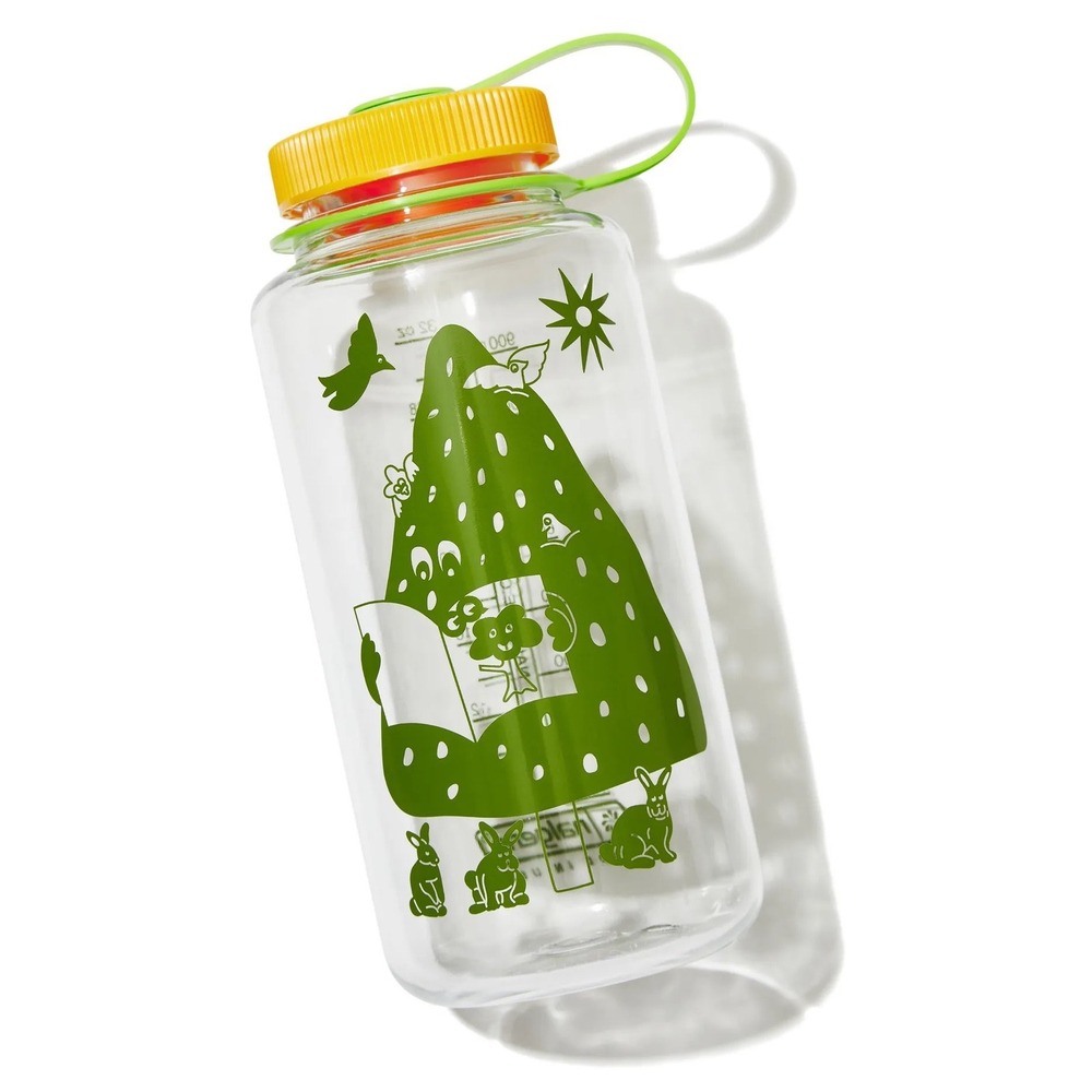Nalgene 32oz Wide Mouth Water Bottle Designed by GQ Mag Green Forest Graphic